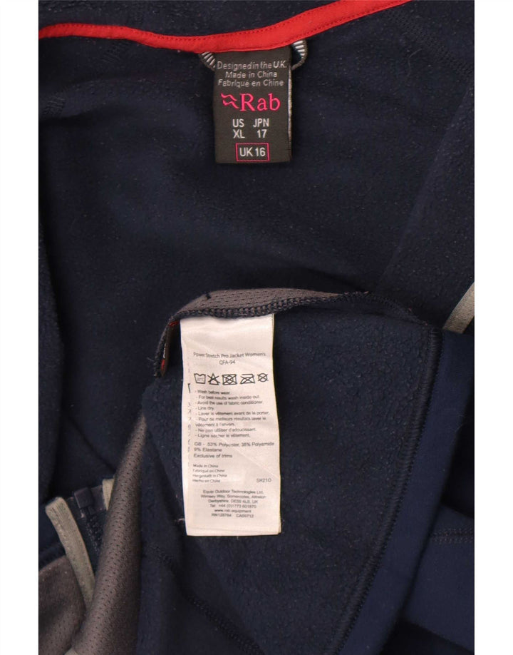 Rab Womens Zip Hoodie Sweater UK 16 Large Navy Blue Polyester