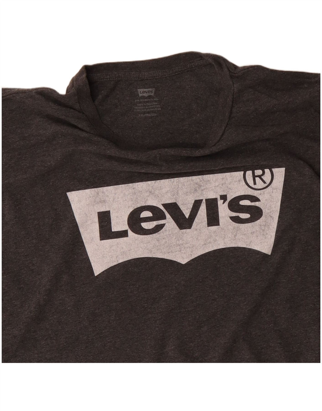 LEVI'S Mens Graphic T-Shirt Top 2XL Grey Cotton