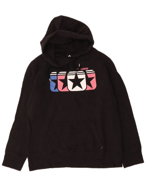 Converse Mens Graphic Hoodie Jumper Medium Black Cotton