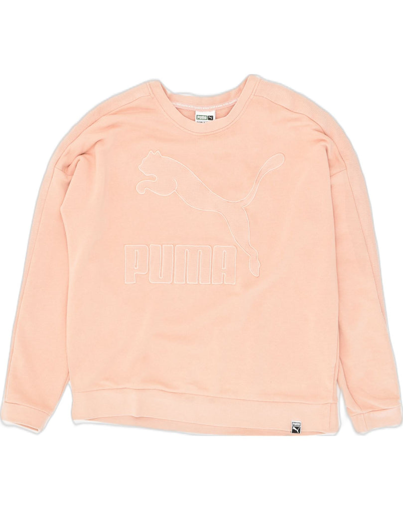 PUMA Womens Graphic Sweatshirt Jumper UK 8 Small Pink Cotton | Vintage Puma | Thrift | Second-Hand Puma | Used Clothing | Messina Hembry 