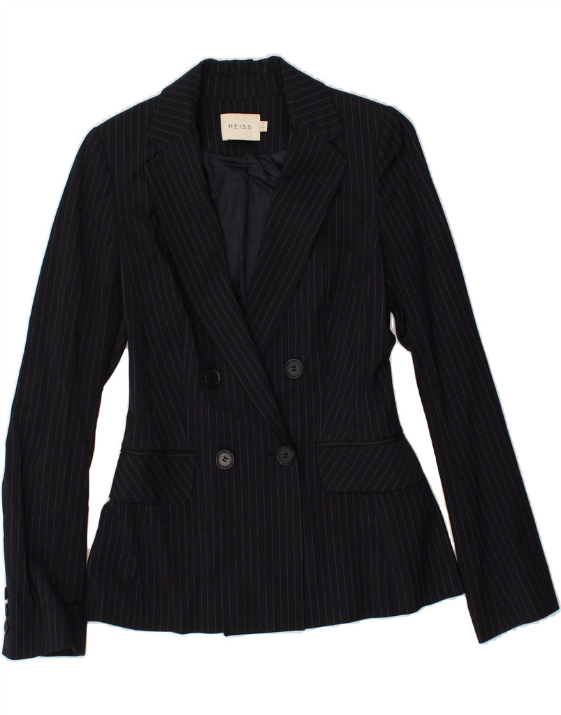 REISS Womens Double Breasted Blazer Jacket UK 6 XS Navy Blue Pinstripe | Vintage Reiss | Thrift | Second-Hand Reiss | Used Clothing | Messina Hembry 