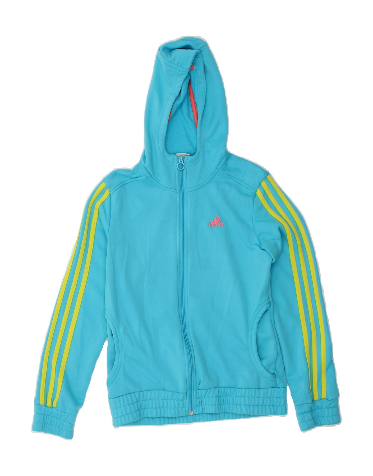ADIDAS Girls Zip Hoodie Sweater 13-14 Years XL Blue Polyester