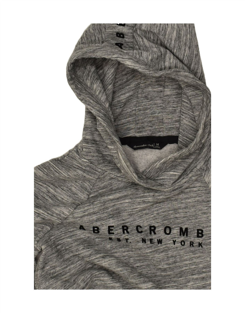 ABERCROMBIE & FITCH Womens Graphic Hoodie Jumper UK 14 Medium Grey Flecked | Vintage Abercrombie & Fitch | Thrift | Second-Hand Abercrombie & Fitch | Used Clothing | Messina Hembry 