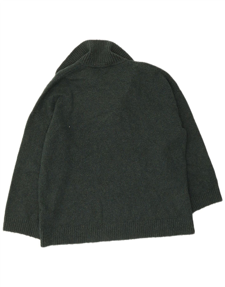 Zara Womens Oversized Polo Neck Jumper Sweater UK 14 Medium Green Nylon