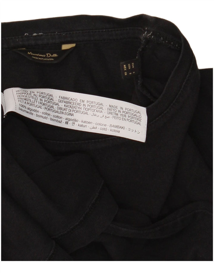 Massimo Dutti Mens T-Shirt Top Small Black Cotton