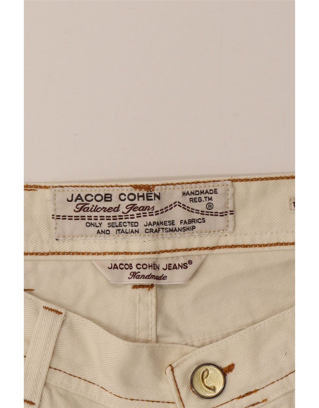 Jacob Cohen Mens Straight Jeans W35 L34 Beige Cotton