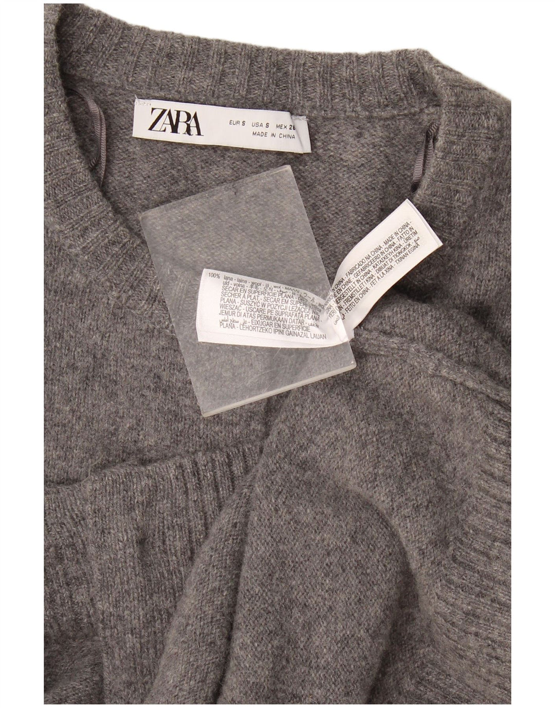 Zara Womens Cardigan Sweater UK 10 Small Grey Flecked Wool