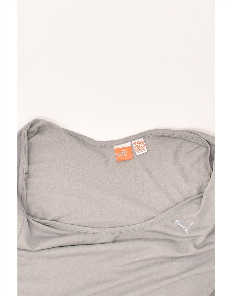 PUMA Womens Top Long Sleeve UK 12 Medium Grey Polyester | Vintage Puma | Thrift | Second-Hand Puma | Used Clothing | Messina Hembry 