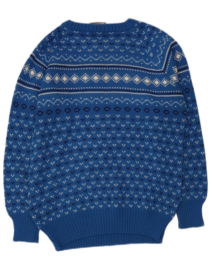 Levi's Mens Crew Neck Jumper Sweater Small Blue Geometric Acrylic