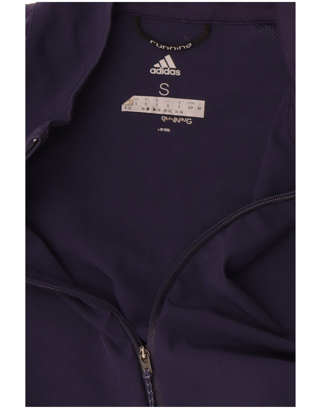 Adidas Womens Running Tracksuit Top Jacket UK 8/10 Small Navy Blue