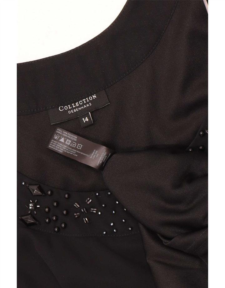 Debenhams Womens Sleeveless A-Line Dress UK 14 Medium Black Polyester