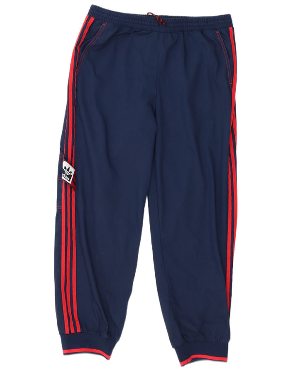 Adidas Womens Cargo Tracksuit Trousers Joggers UK 22 3XL Navy Blue Cotton