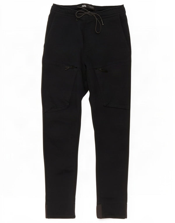 Zara Mens Cargo Tracksuit Trousers Joggers Small Navy Blue Colourblock