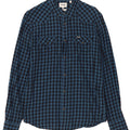 WRANGLER Mens Slim Flannel Shirt Medium Blue Gingham Cotton