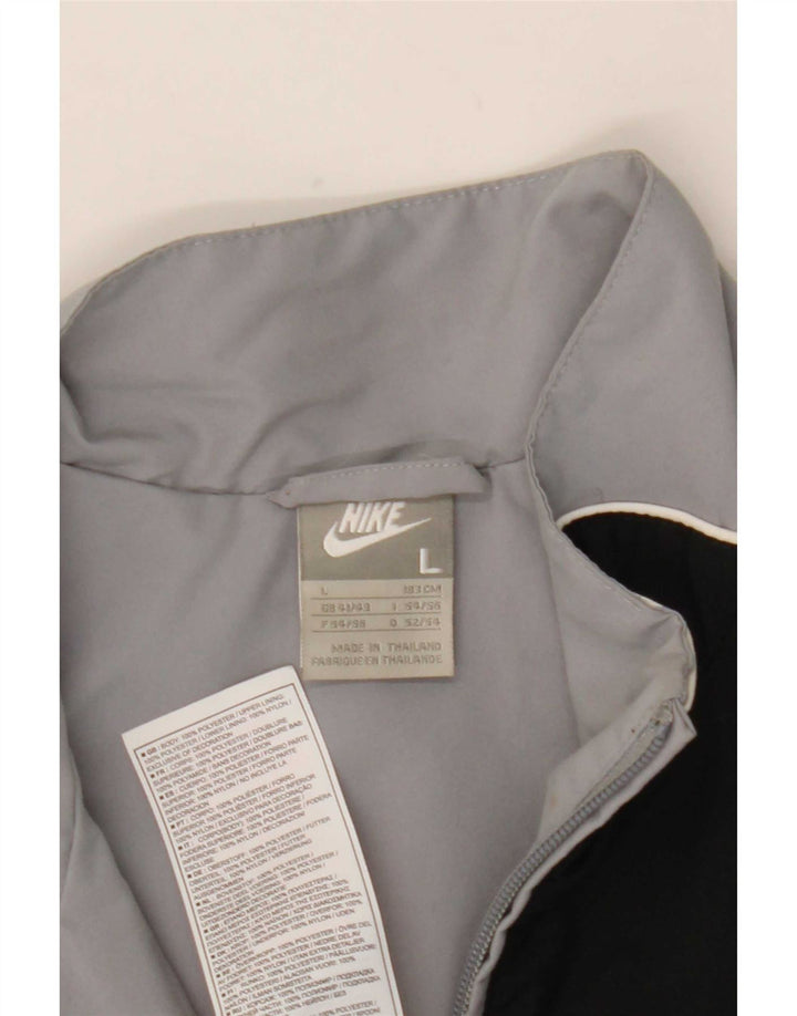 Nike Mens Tracksuit Top Jacket UK 41/43 Large Grey Colourblock Polyester