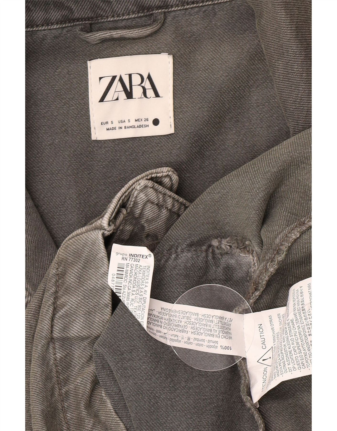 Zara Womens Oversized Denim Coat UK 10 Small Grey Cotton