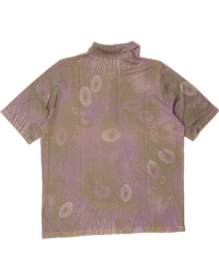 VINTAGE Womens Abstract Pattern Polo Shirt IT 46 Large Purple Polyacrylic Vintage Vintage and Second-Hand Vintage from Messina Hembry 