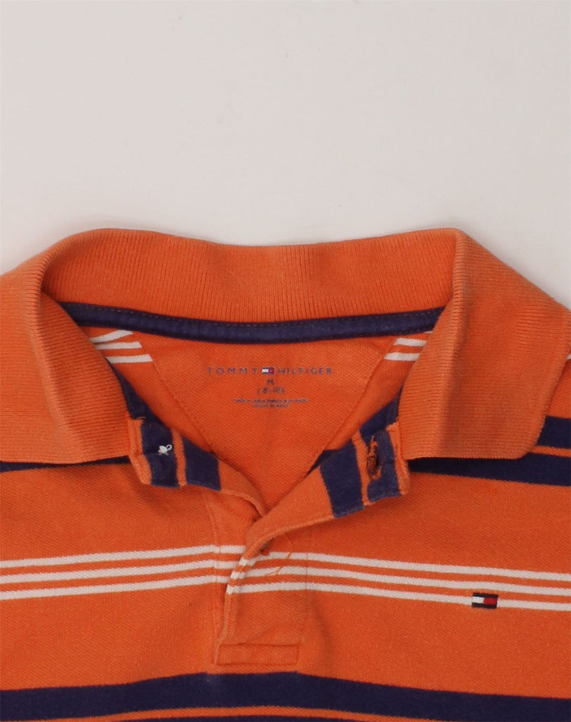 TOMMY HILFIGER Boys Polo Shirt 8-9 Years medium  Orange Striped Cotton | Vintage Tommy Hilfiger | Thrift | Second-Hand Tommy Hilfiger | Used Clothing | Messina Hembry 