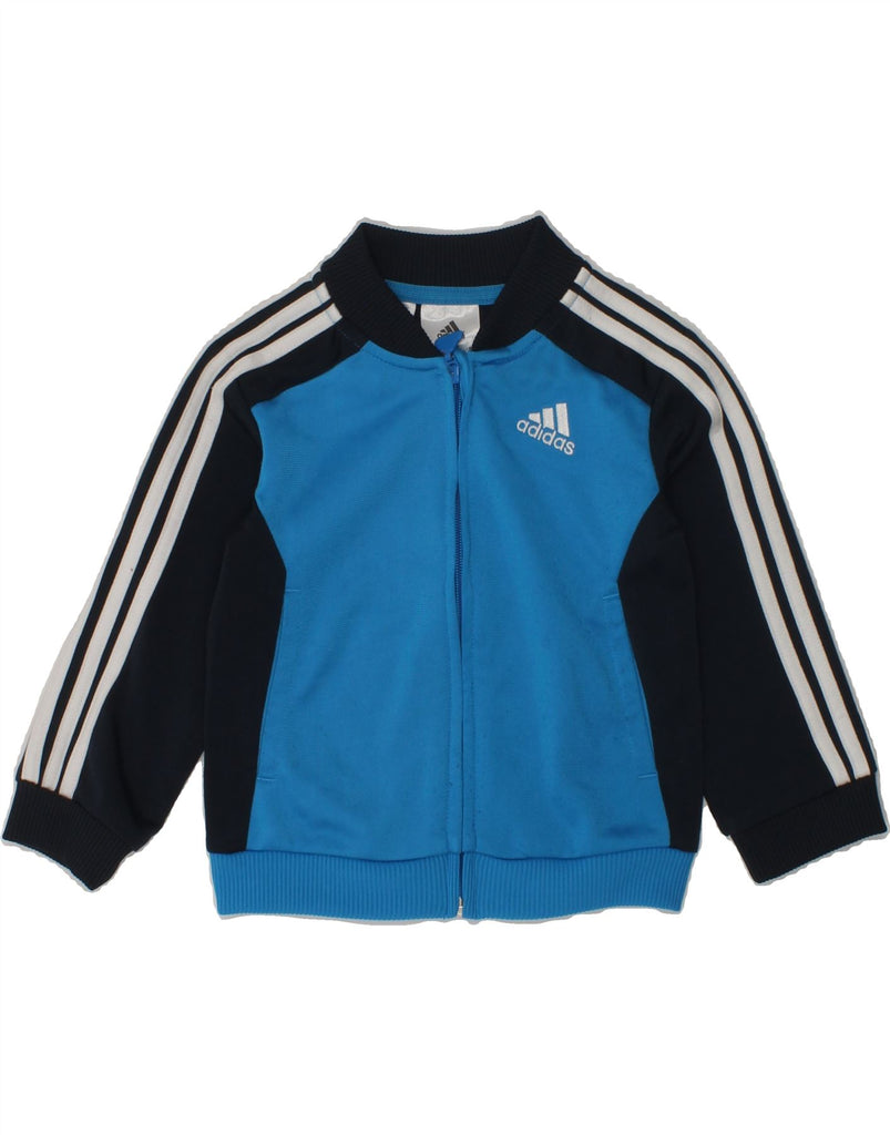 ADIDAS Baby Boys Tracksuit Top Jacket 6-9 Months Blue Colourblock | Vintage Adidas | Thrift | Second-Hand Adidas | Used Clothing | Messina Hembry 