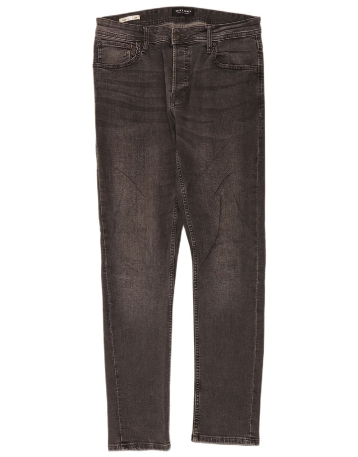 Jack & Jones Mens GLENN Slim Jeans W32 L32 Grey Cotton