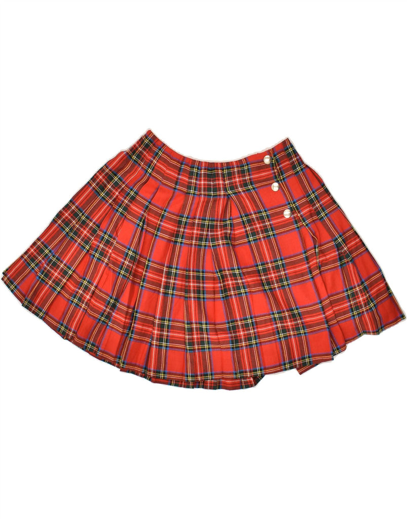PINKO Womens High Waist Mini Skirt IT 42 Medium W24 Red Plaid Wool | Vintage Pinko | Thrift | Second-Hand Pinko | Used Clothing | Messina Hembry 
