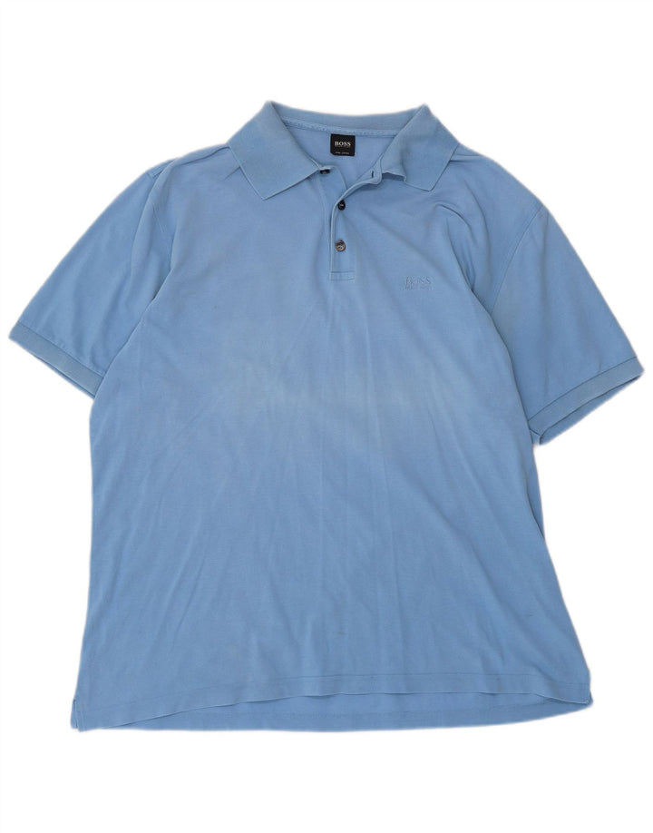 HUGO BOSS Mens Polo Shirt XL Blue Cotton