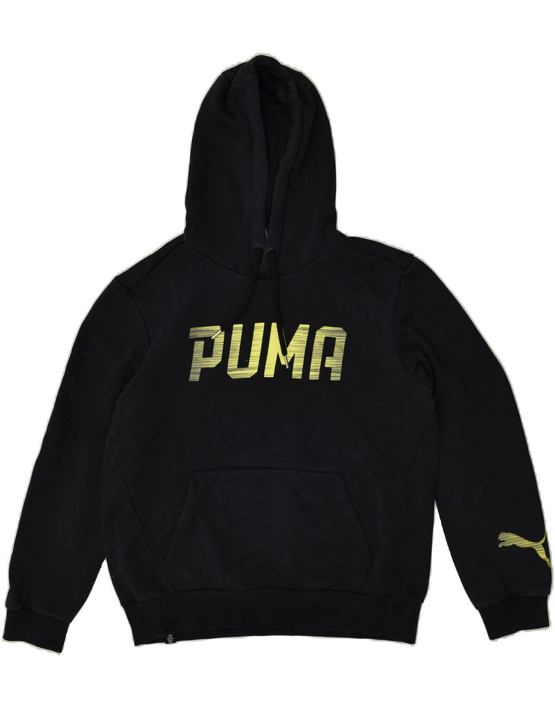 PUMA Mens Graphic Hoodie Jumper Small Navy Blue Cotton | Vintage Puma | Thrift | Second-Hand Puma | Used Clothing | Messina Hembry 