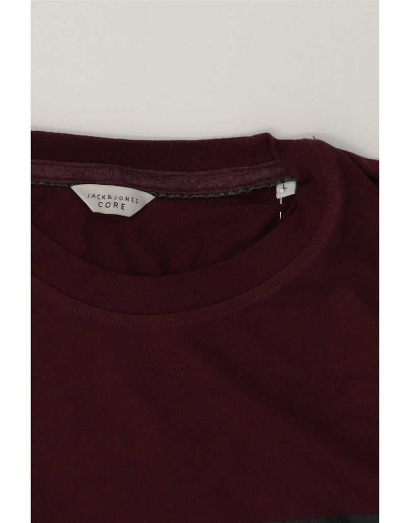 JACK & JONES Mens Core Graphic T-Shirt Top Large Maroon Cotton Vintage Jack & Jones and Second-Hand Jack & Jones from Messina Hembry 