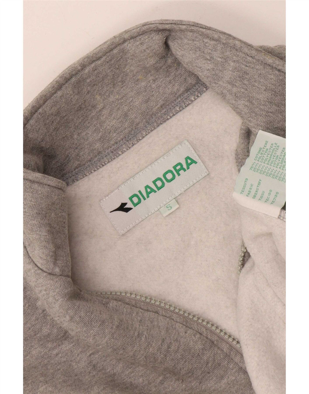 Diadora Mens Graphic Zip Neck Sweatshirt Jumper Small Grey Cotton