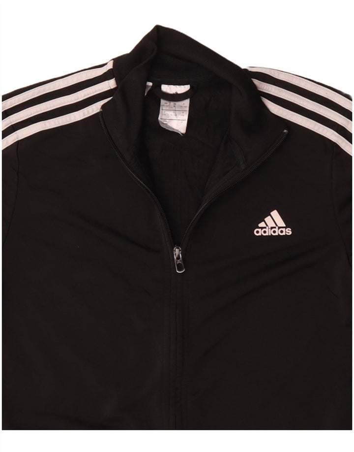 ADIDAS Boys Tracksuit Top Jacket 15-16 Years Black Polyester