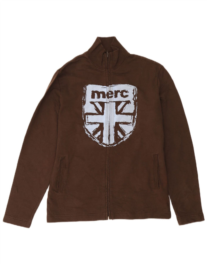 Merc Mens Graphic Tracksuit Top Jacket Medium Brown Cotton