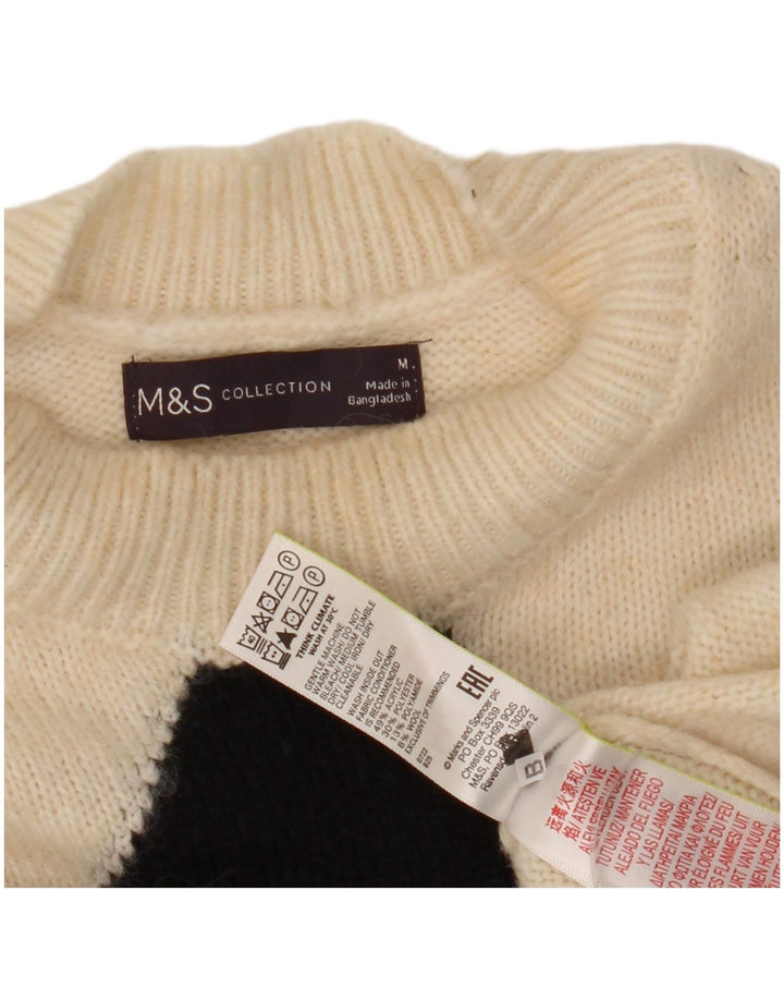 Marks & Spencer Womens Crew Neck Jumper Sweater UK 14 Medium White