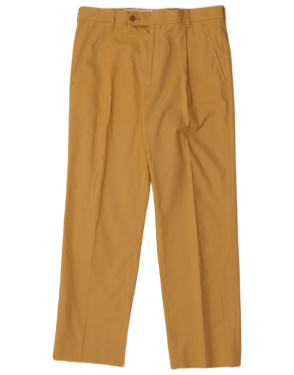 Vintage Mens Straight Chino Trousers IT 48 Medium W32 L30 Yellow Cotton