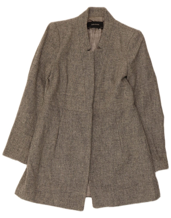 Zara Womens Longline Blazer Jacket UK 12 Medium Grey Wool
