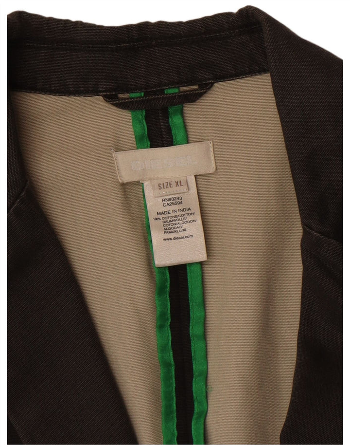 Diesel Mens Graphic 2 Button Blazer Jacket UK 42 XL Grey Cotton