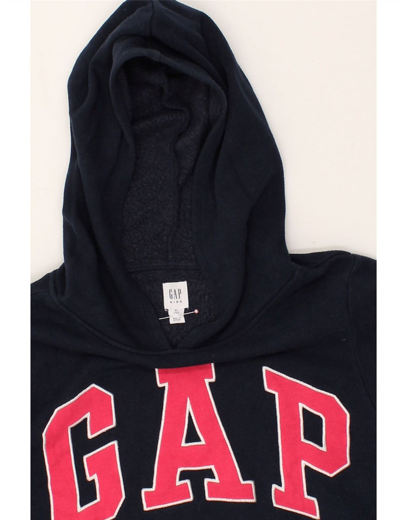 GAP Girls Graphic Hoodie Jumper 11-12 Years XL  Navy Blue Cotton | Vintage Gap | Thrift | Second-Hand Gap | Used Clothing | Messina Hembry 