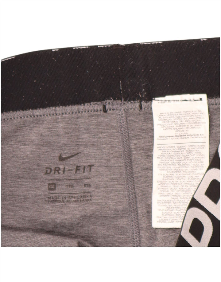 NIKE Womens Dri Fit Graphic Capri Leggings UK 20 2XL  Grey Colourblock