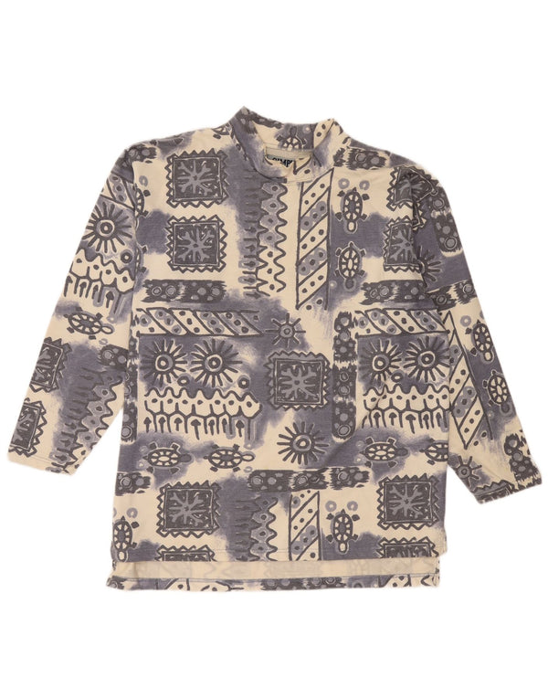 Vintage Mens Sweatshirt Jumper XL Blue Geometric Cotton