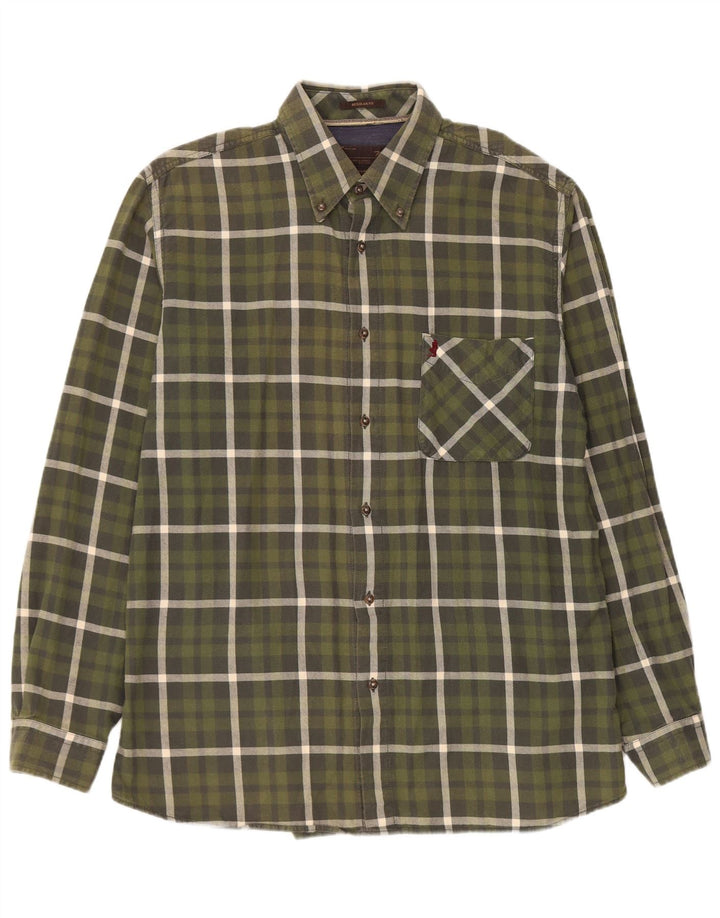 Marlboro Classics Mens Flannel Shirt XL Green Check Cotton