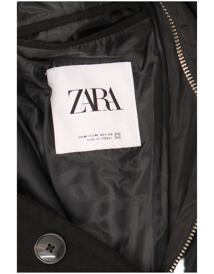 Zara Mens Overcoat UK 38 Medium Black Polyester