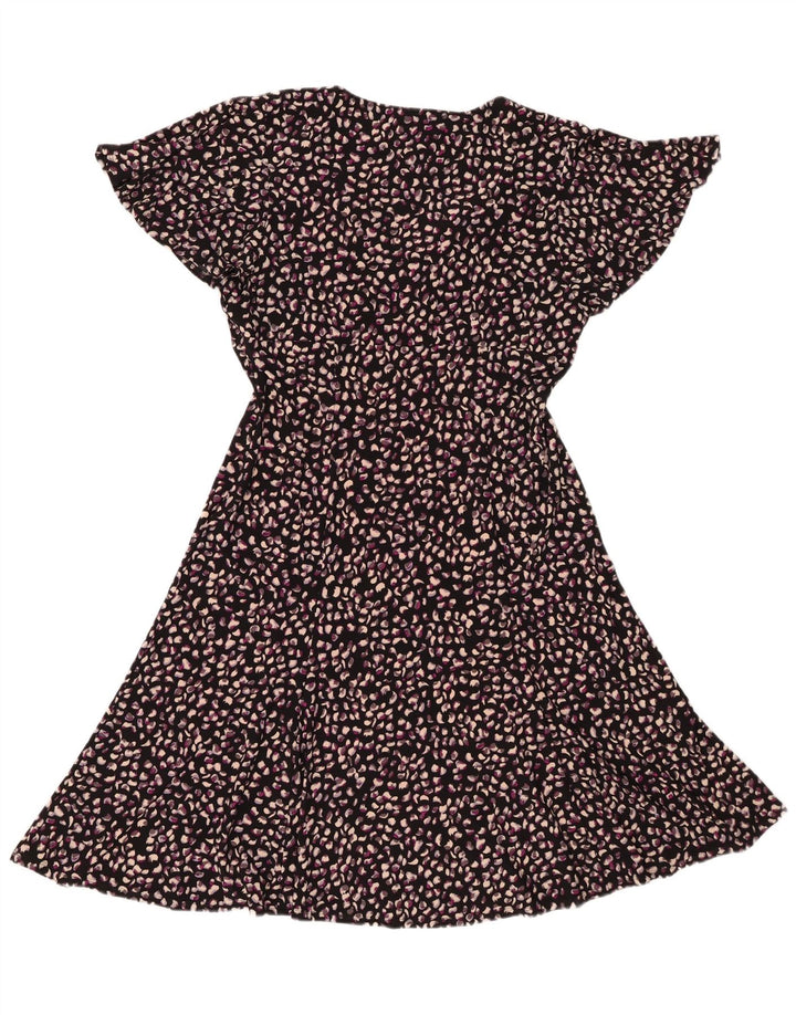 Chaps Womens A-Line Dress UK 14 Large Black Spotted Polyester