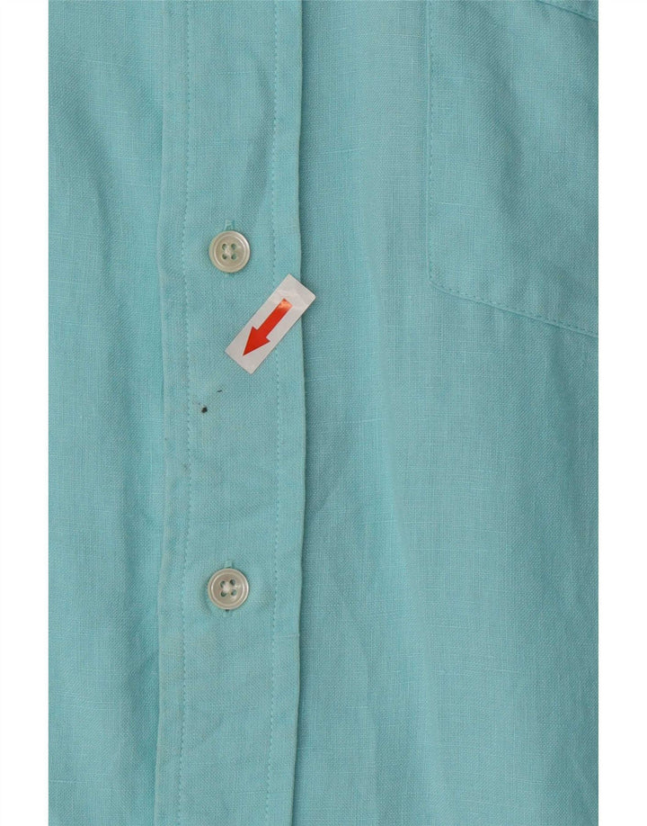 Faconnable Mens Shirt Medium Blue Linen