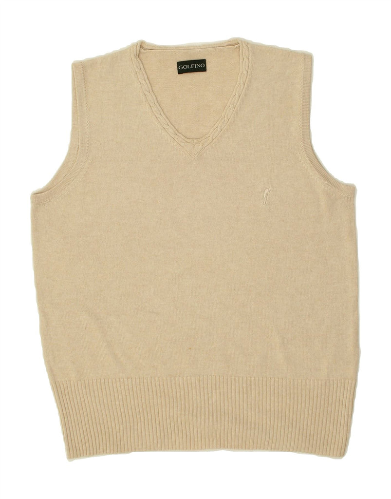 GOLFINO Mens Vest Tank Top Small Beige Cotton | Vintage Golfino | Thrift | Second-Hand Golfino | Used Clothing | Messina Hembry 