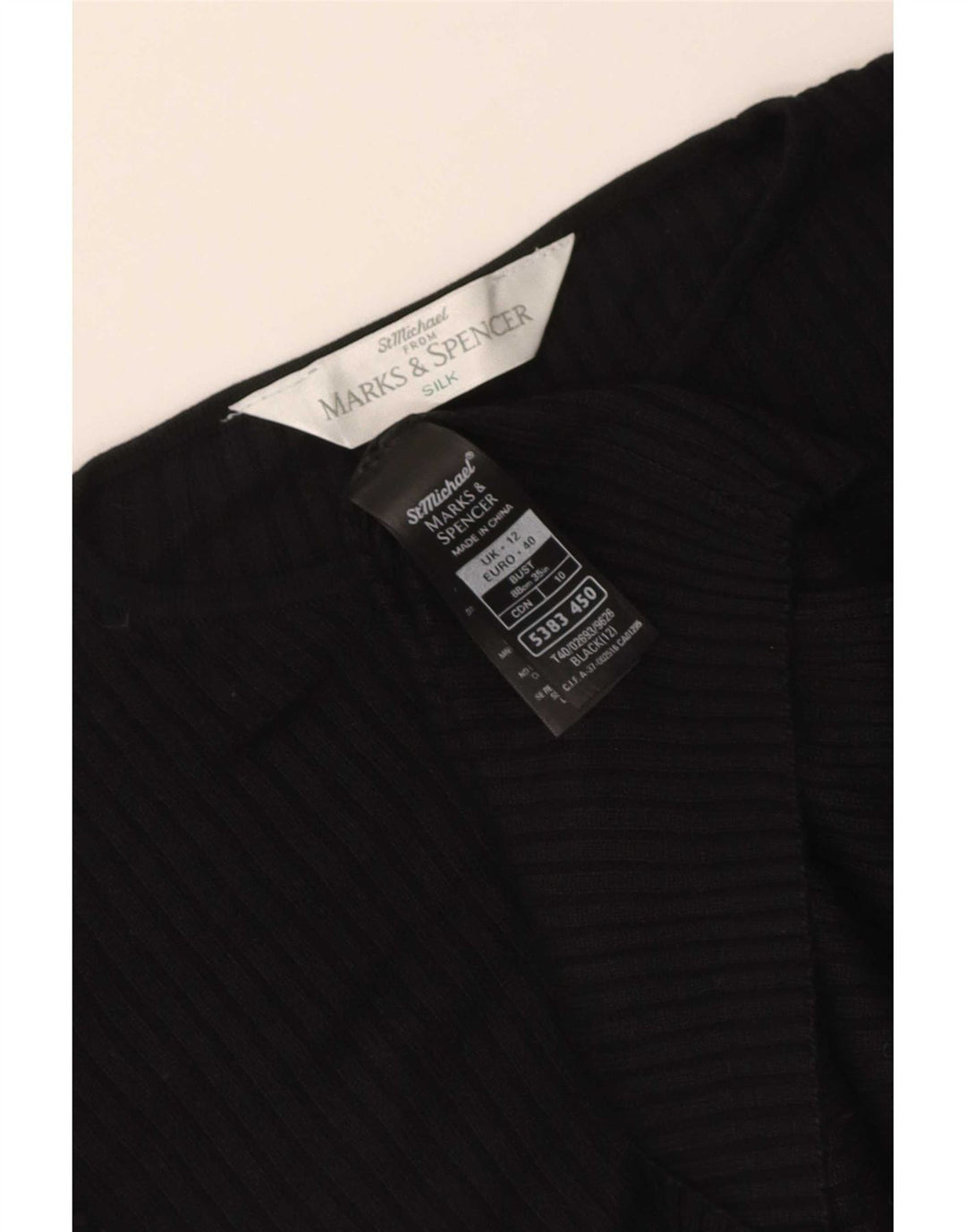 Marks & Spencer Womens Blouse Top UK 12 Medium Black Silk