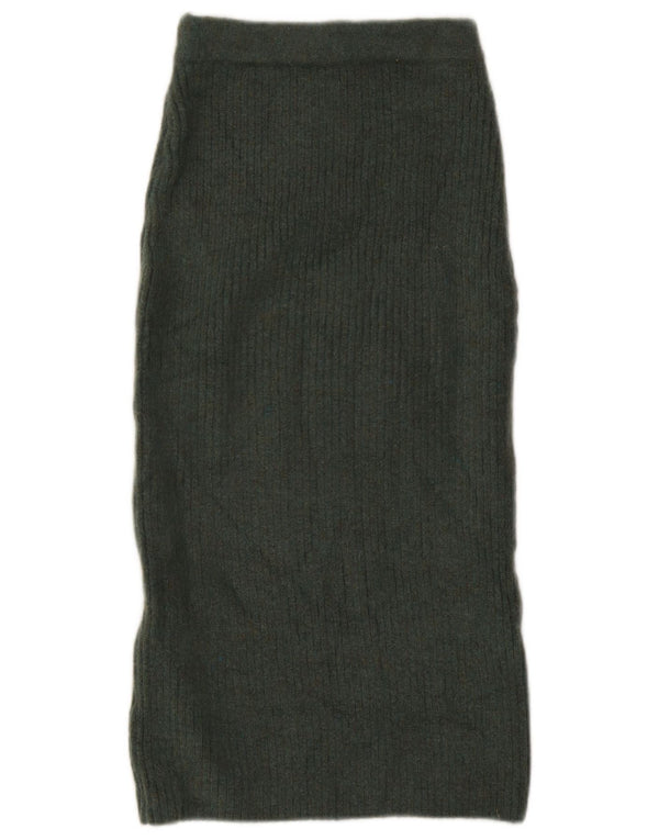 Zara Womens High Waist Midi Skirt Small W26 Green