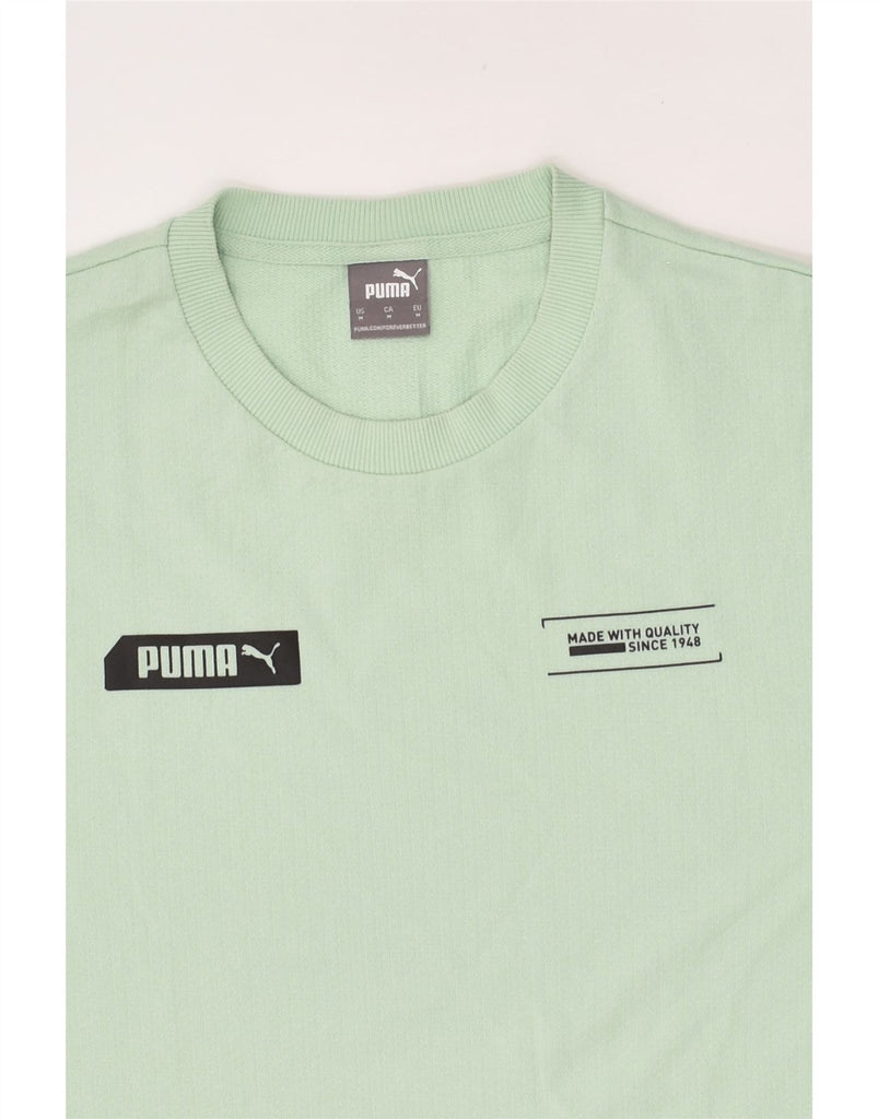 PUMA Mens Sweatshirt Jumper Medium Green Cotton | Vintage Puma | Thrift | Second-Hand Puma | Used Clothing | Messina Hembry 