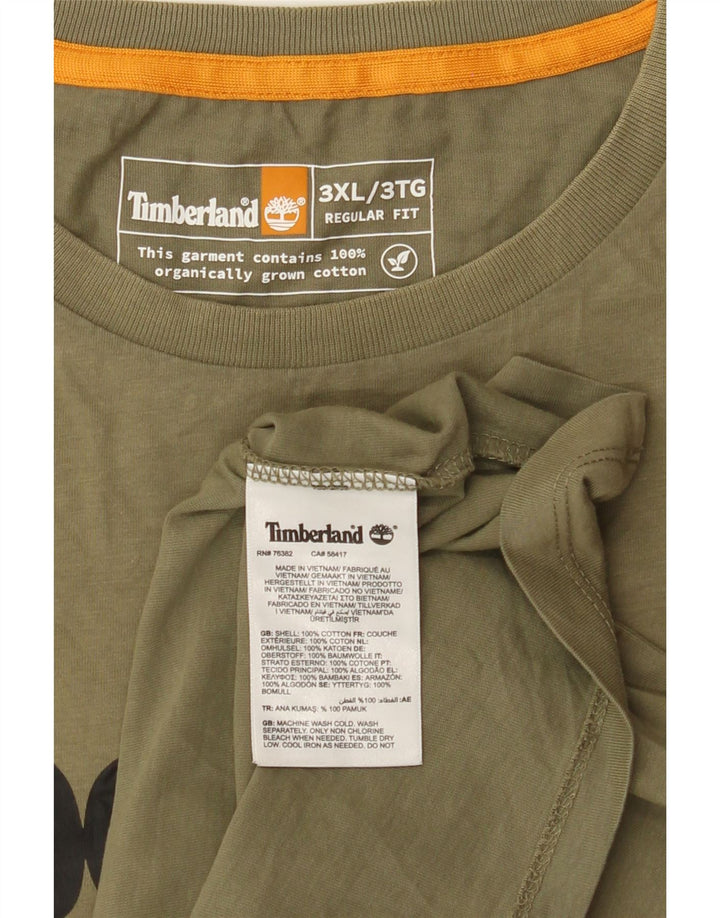 TIMBERLAND Mens Regular Fit Graphic T-Shirt Top 3XL Khaki Cotton