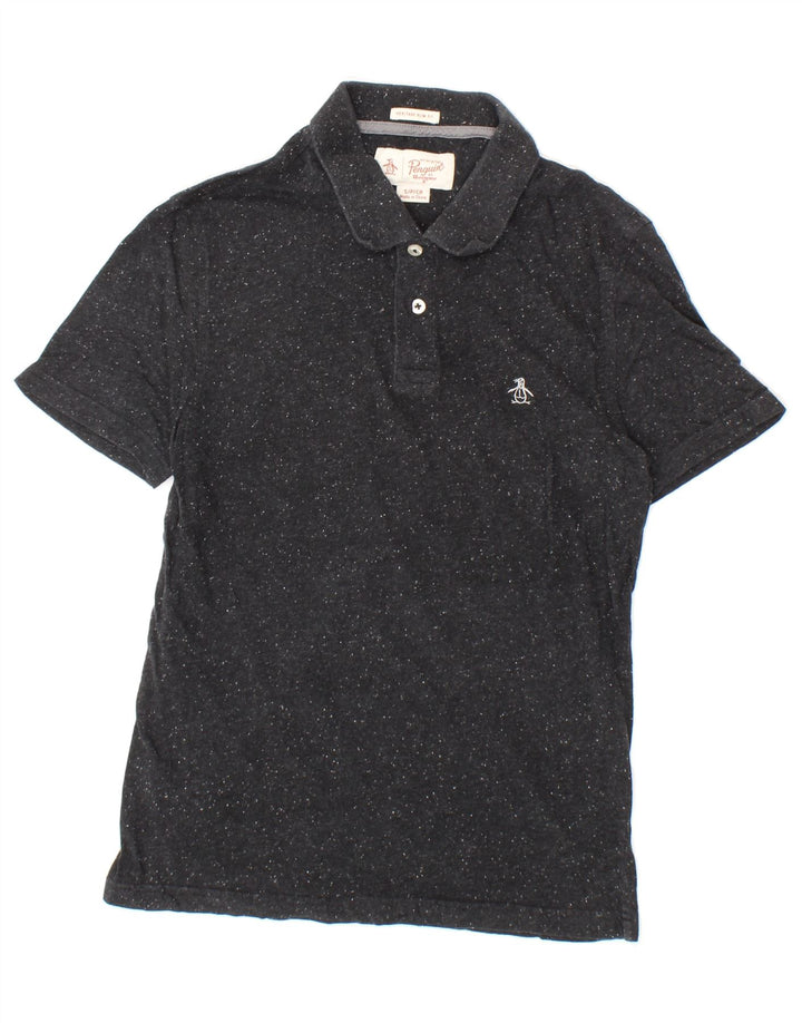 PENGUIN Mens Heritage Slim Fit Polo Shirt Small Black Flecked Vintage Penguin and Second-Hand Penguin from Messina Hembry 