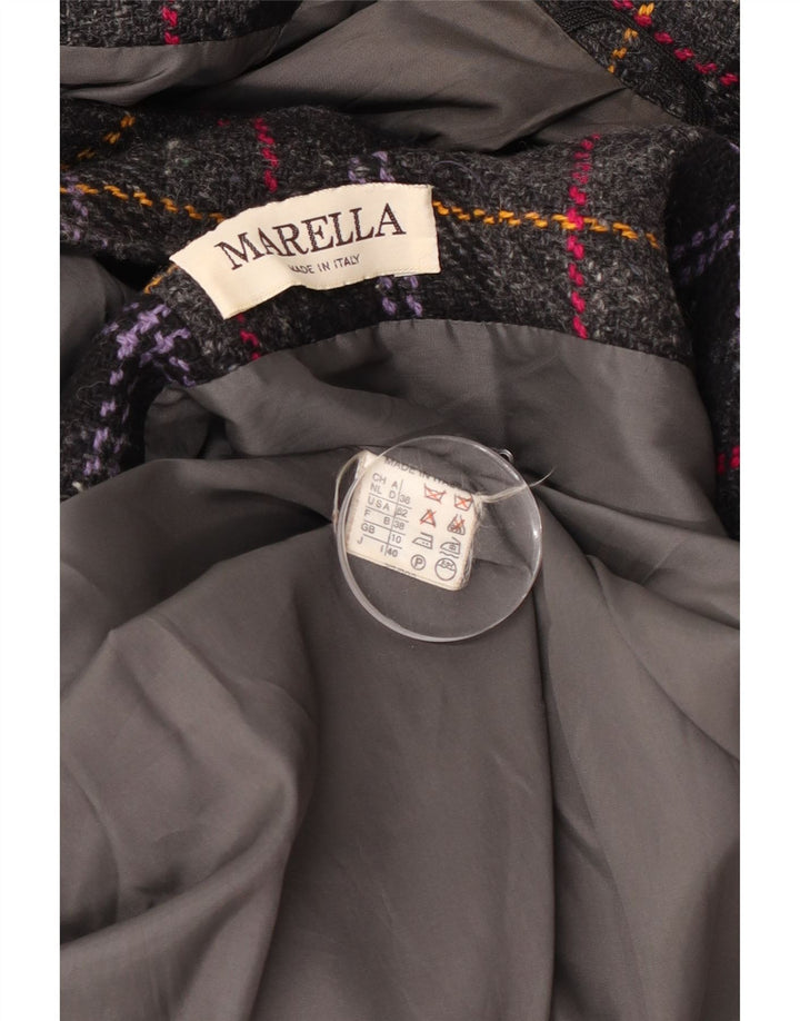 Marella Womens Oversized Double Breasted Coat UK 10 Small Grey Check