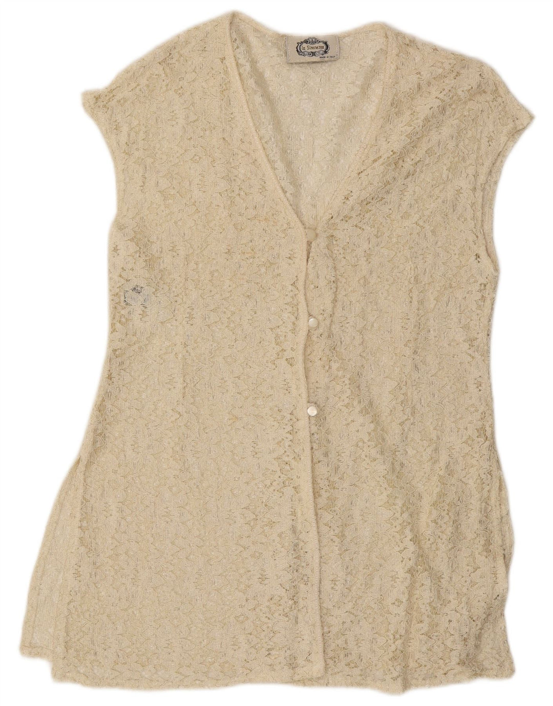 LA SIRENETTA Womens Sleeveless Shirt Blouse UK 14 Medium Off White Viscose